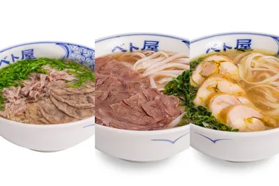 定番牛肉フォー・フォーボーチェン・鶏肉フォーを並べた比較写真｜フォーの選び方
